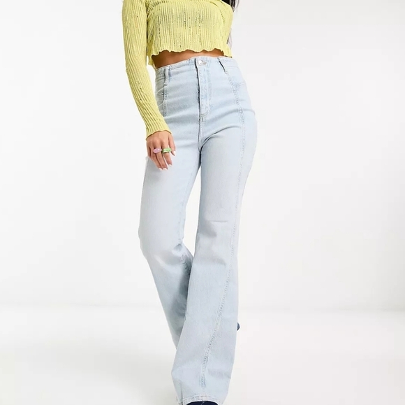 Free People Florence Flare Leg Jeans Light Blue Denim NEW - Picture 7 of 10